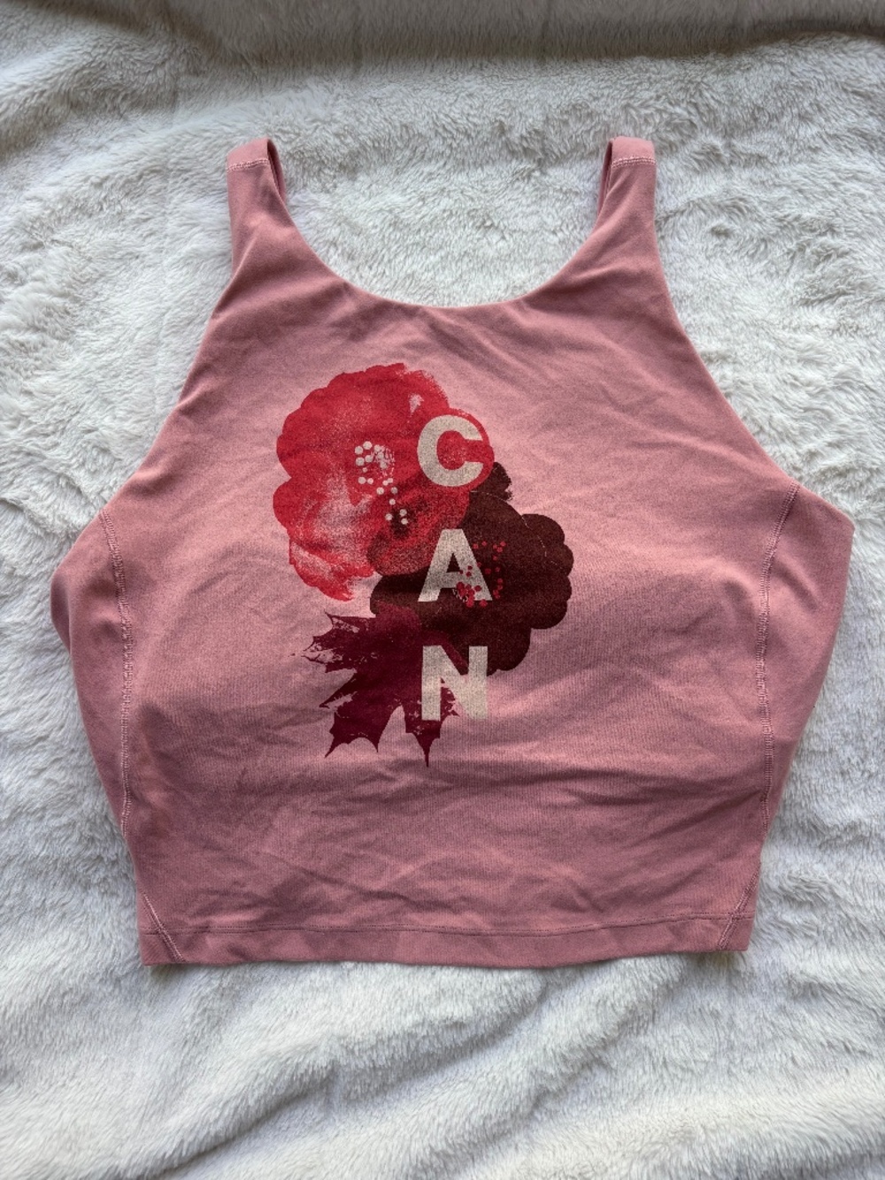 Lululemon Team Canada Align High-Neck Tank Top Pink Floral Graphic Size 12